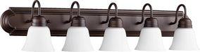Quorum - 5094-5-86 - Five Light Vanity - Oiled Bronze w/ Satin Opal