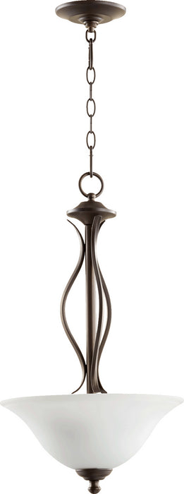 Quorum - 8110-3-186 - Three Light Pendant - Spencer - Oiled Bronze w/ Satin Opal