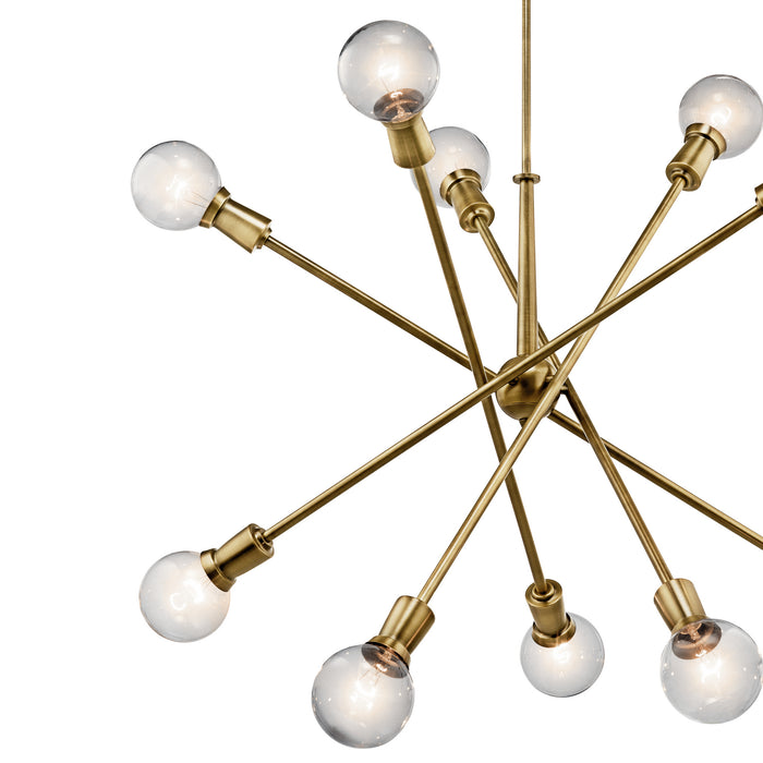 Ten Light Chandelier from the Armstrong collection in Natural Brass finish
