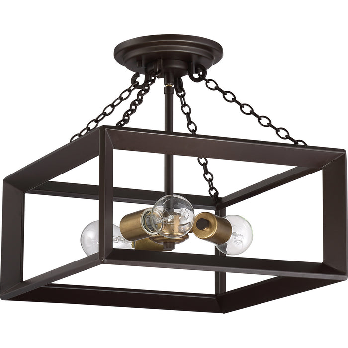 Three Light Semi-Flush Mount from the Brook Hall collection in Western Bronze finish