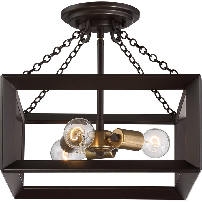 Three Light Semi-Flush Mount from the Brook Hall collection in Western Bronze finish