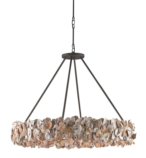 Currey and Company - 9672 - Eight Light Chandelier - Oyster Circle - Textured Bronze/Natural