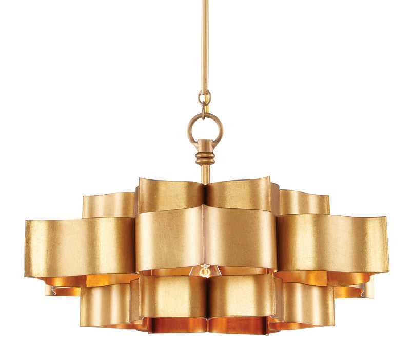 One Light Chandelier from the Grand Lotus collection in Antique Gold Leaf finish