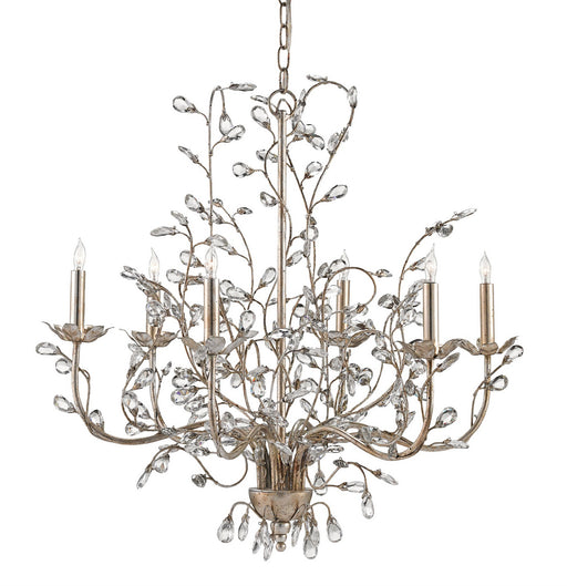 Currey and Company - 9973 - Six Light Chandelier - Crystal Bud - Silver Granello