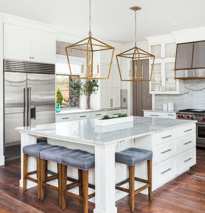 Four Light Pendant from the None collection in Vintage Gold finish