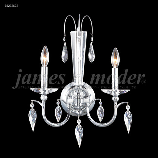 James R. Moder - 96272S22 - Two Light Wall Sconce - Sculptured Crystal Leaf - Silver