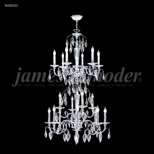 James R. Moder - 96280S22 - 18 Light Chandelier - Sculptured Crystal Leaf - Silver