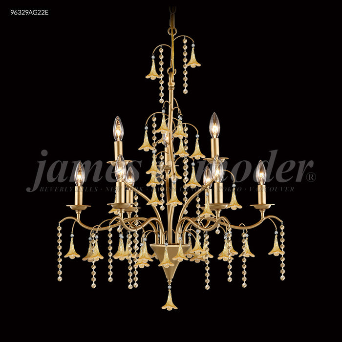 James R. Moder - 96329AG22E - Nine Light Chandelier - Murano - Aged Gold