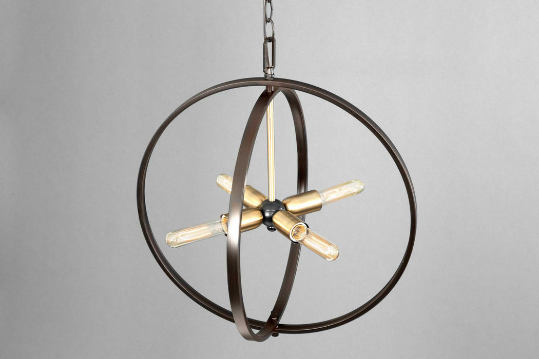 Four Light Pendant from the Swing collection in Antique Bronze finish