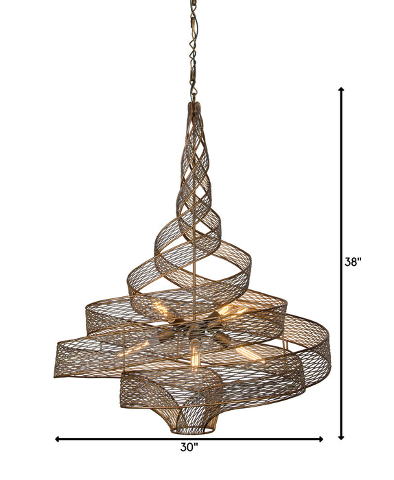 Six Light Pendant from the Flow collection in Hammered Ore finish