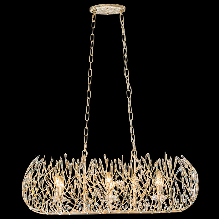Six Light Linear Pendant from the Bask collection in Gold Dust finish