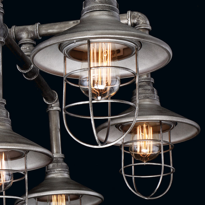 Seven Light Chandelier from the Zinco collection in Aged Silver finish