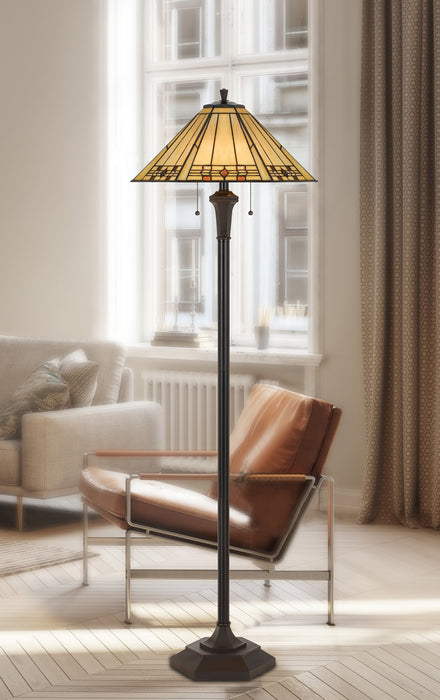 Two Light Floor Lamp from the Tiffany collection in Matt Black finish
