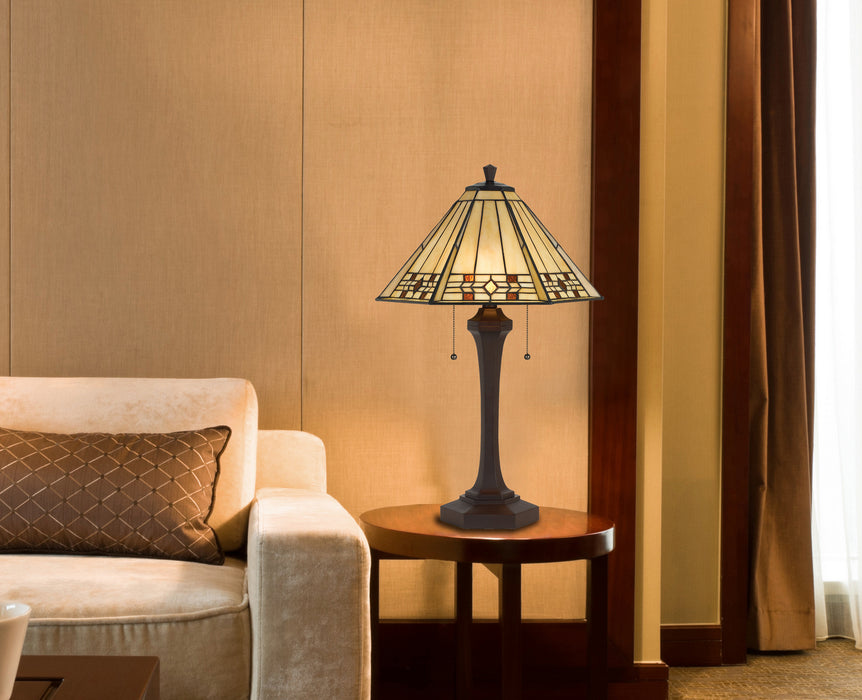 Two Light Table Lamp from the Tiffany collection in Matt Black finish