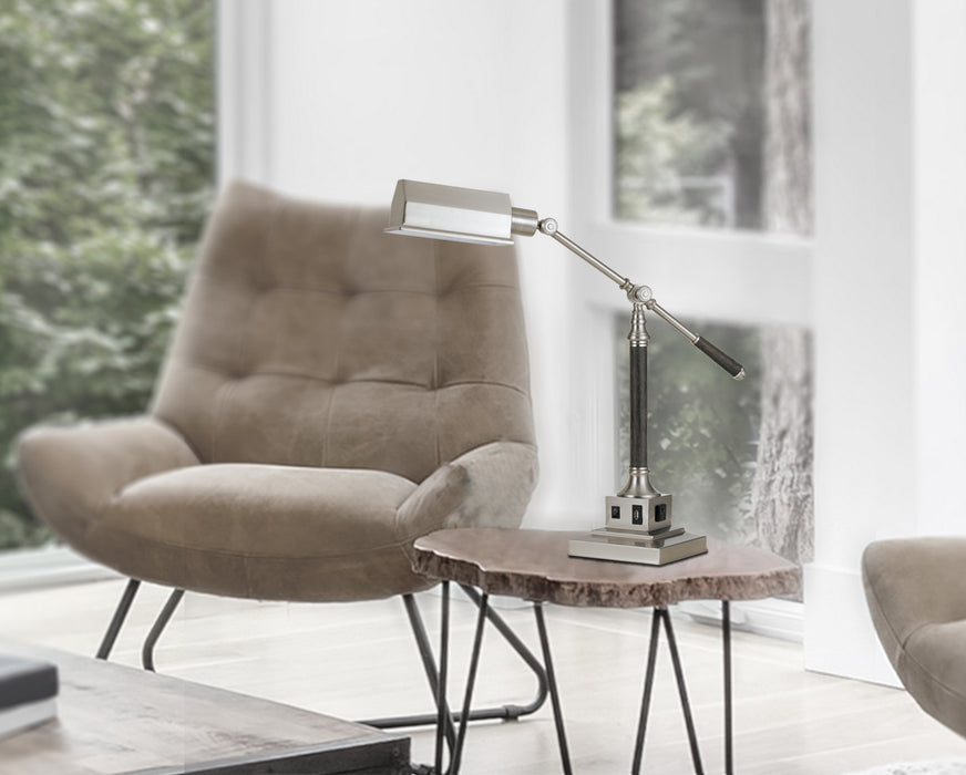 One Light Desk Lamp from the Angelton collection in Brushed Steel/Wood finish