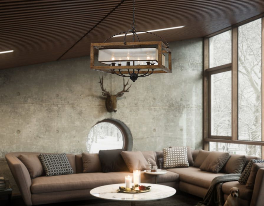 Six Light Chandelier from the Square collection in Dark Bronze finish