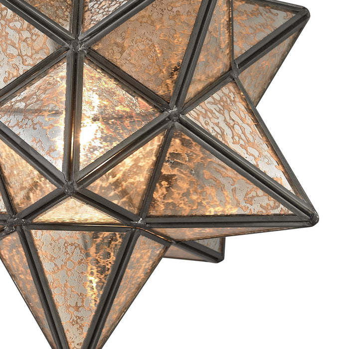 One Light Flush Mount from the Moravian Star collection in Antique Mercury finish