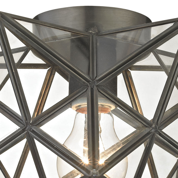 One Light Flush Mount from the Moravian Star collection in Bronze finish