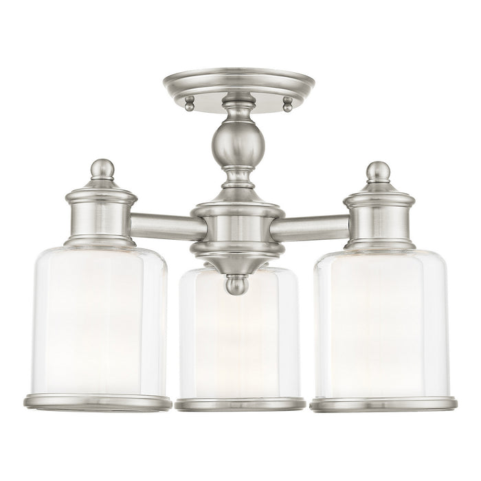 Three Light Mini Chandelier/Ceiling Mount from the Middlebush collection in Brushed Nickel finish