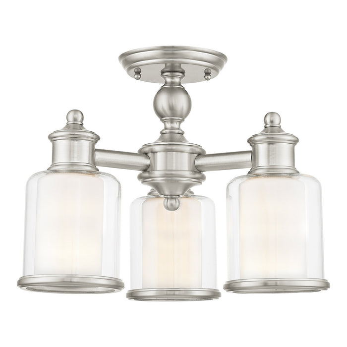 Three Light Mini Chandelier/Ceiling Mount from the Middlebush collection in Brushed Nickel finish