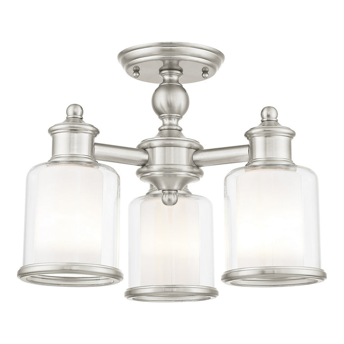 Three Light Mini Chandelier/Ceiling Mount from the Middlebush collection in Brushed Nickel finish