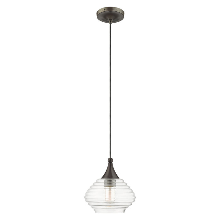 One Light Mini Pendant from the Art Glass Mini Pendants collection in English Bronze finish