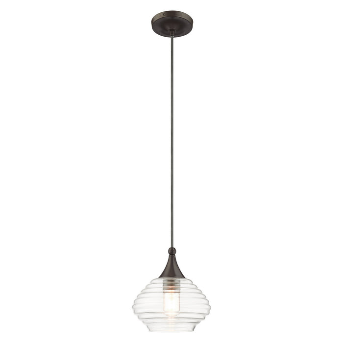 One Light Mini Pendant from the Art Glass Mini Pendants collection in English Bronze finish