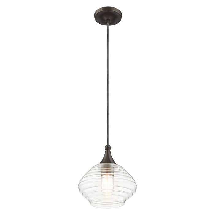One Light Mini Pendant from the Art Glass Mini Pendants collection in English Bronze finish
