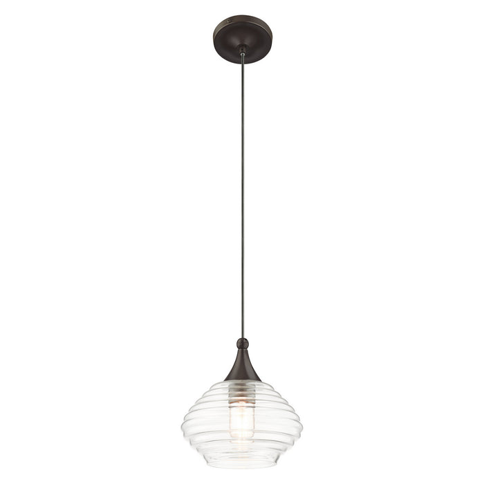 One Light Mini Pendant from the Art Glass Mini Pendants collection in English Bronze finish