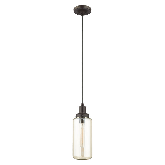 One Light Mini Pendant from the Art Glass Mini Pendants collection in English Bronze finish