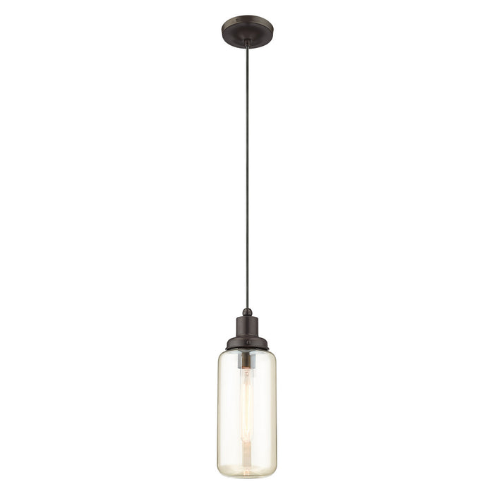One Light Mini Pendant from the Art Glass Mini Pendants collection in English Bronze finish