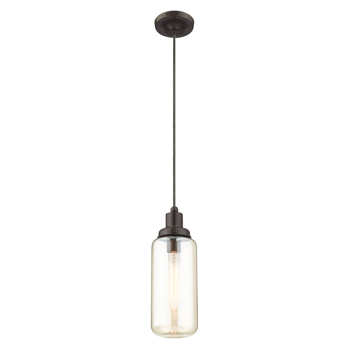 One Light Mini Pendant from the Art Glass Mini Pendants collection in English Bronze finish