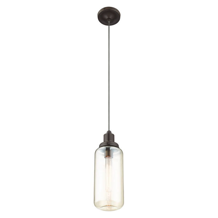 One Light Mini Pendant from the Art Glass Mini Pendants collection in English Bronze finish