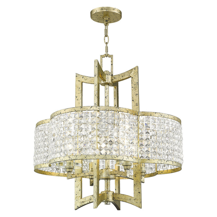 Four Light Chandelier from the Grammercy collection in Hand Applied Winter Gold finish