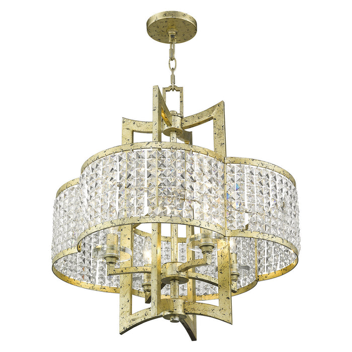 Four Light Chandelier from the Grammercy collection in Hand Applied Winter Gold finish