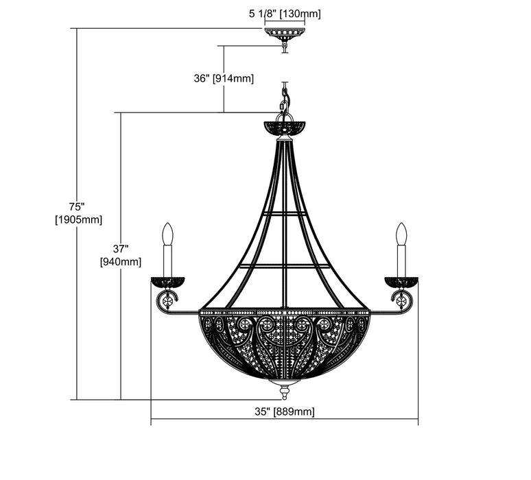 14 Light Chandelier from the Elizabethan collection in Dark Bronze finish