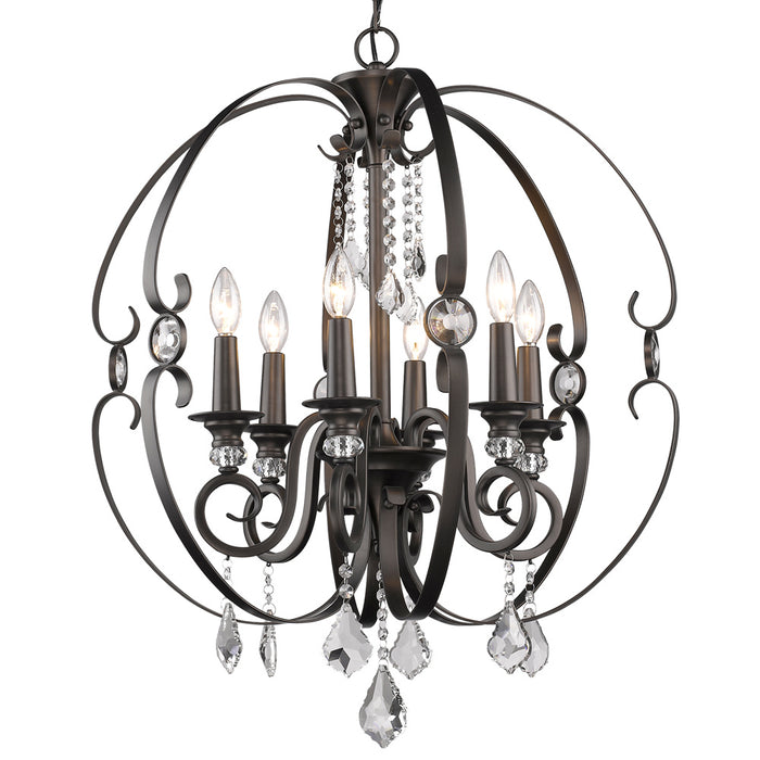 Six Light Chandelier from the Ella collection in Brushed Etruscan Bronze finish