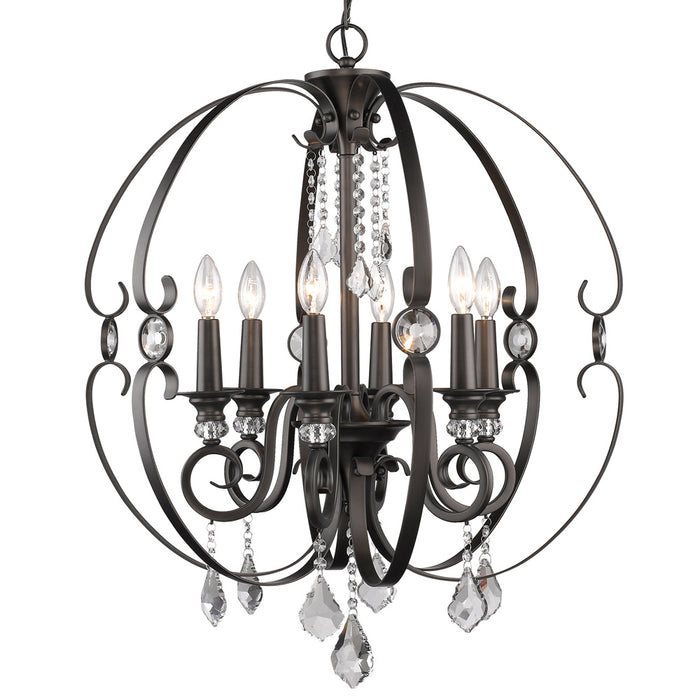 Six Light Chandelier from the Ella collection in Brushed Etruscan Bronze finish