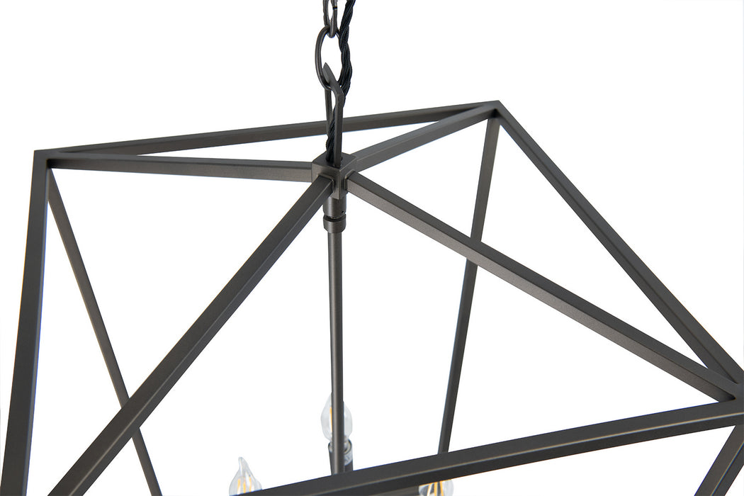 Four Light Hanger from the Medium Cage Pendant collection in Bronze finish