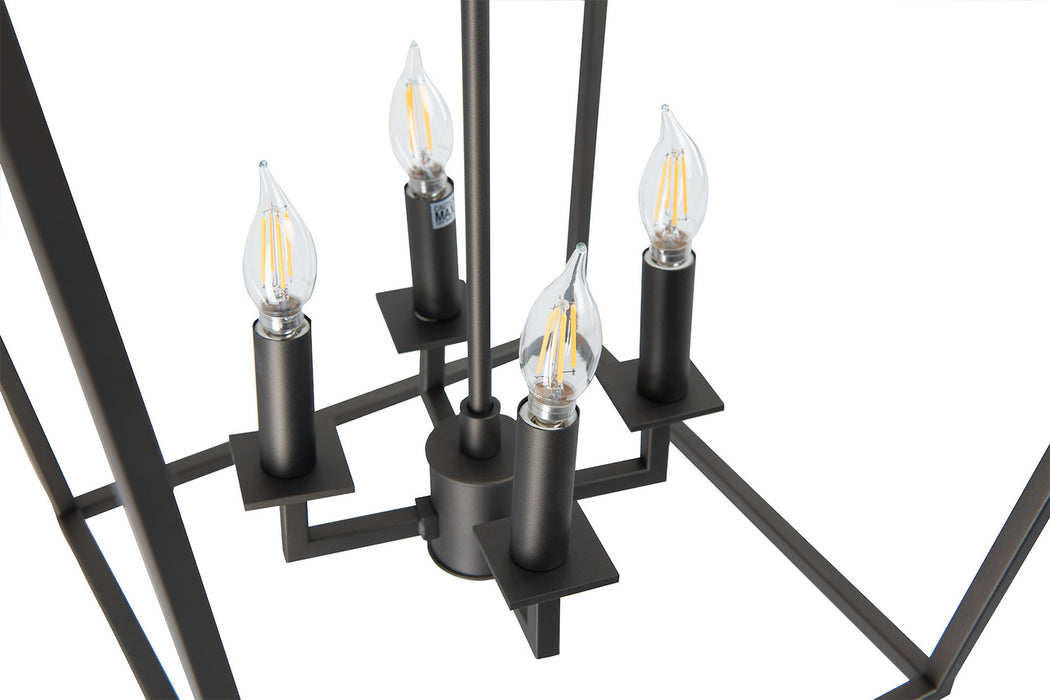 Four Light Hanger from the Medium Cage Pendant collection in Bronze finish