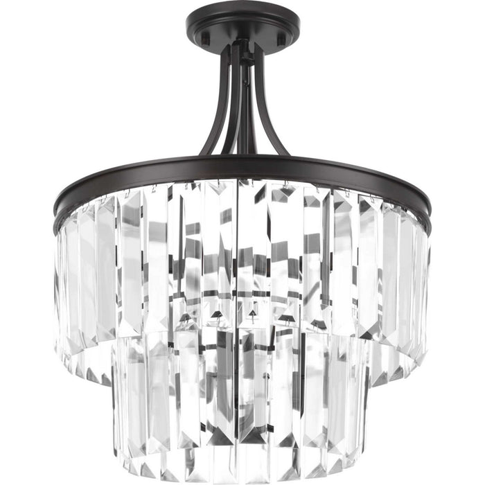 Three Light Semi-Flush Convertible from the Glimmer collection in Antique Bronze finish