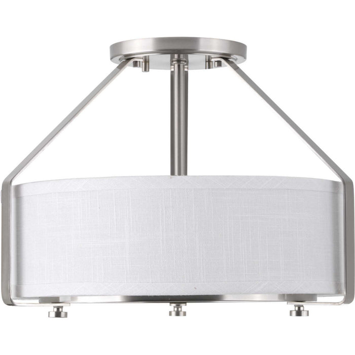 Three Light Semi-Flush Mount from the Ratio collection in Brushed Nickel finish