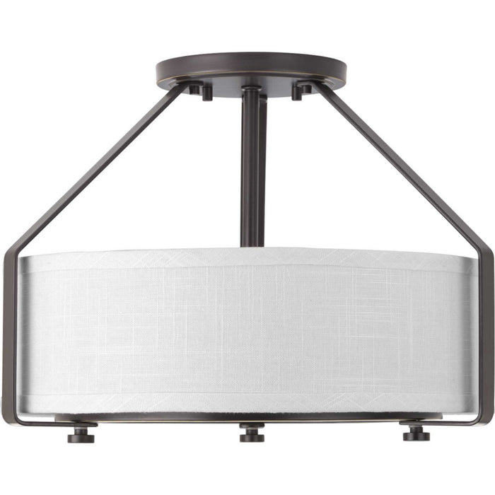 Three Light Semi-Flush Mount from the Ratio collection in Antique Bronze finish