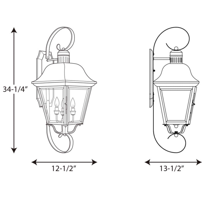 Four Light Wall Lantern from the Andover collection in Antique Bronze finish