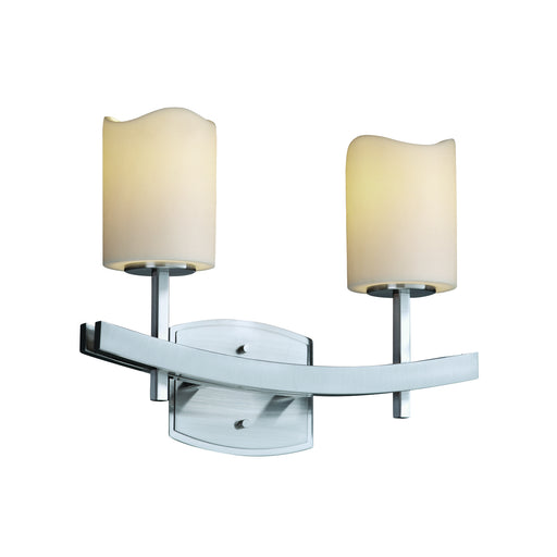 Justice Designs - CNDL-8592-14-CREM-NCKL - Two Light Bath Bar - CandleAria - Brushed Nickel