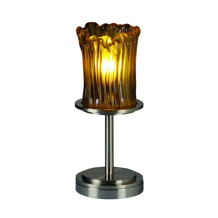 Justice Designs - GLA-8798-16-AMBR-NCKL - One Light Table Lamp - Veneto Luce™ - Brushed Nickel