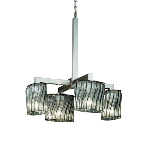 Justice Designs - WGL-8920-30-SWCB-NCKL - Four Light Chandelier - Wire Glass™ - Brushed Nickel