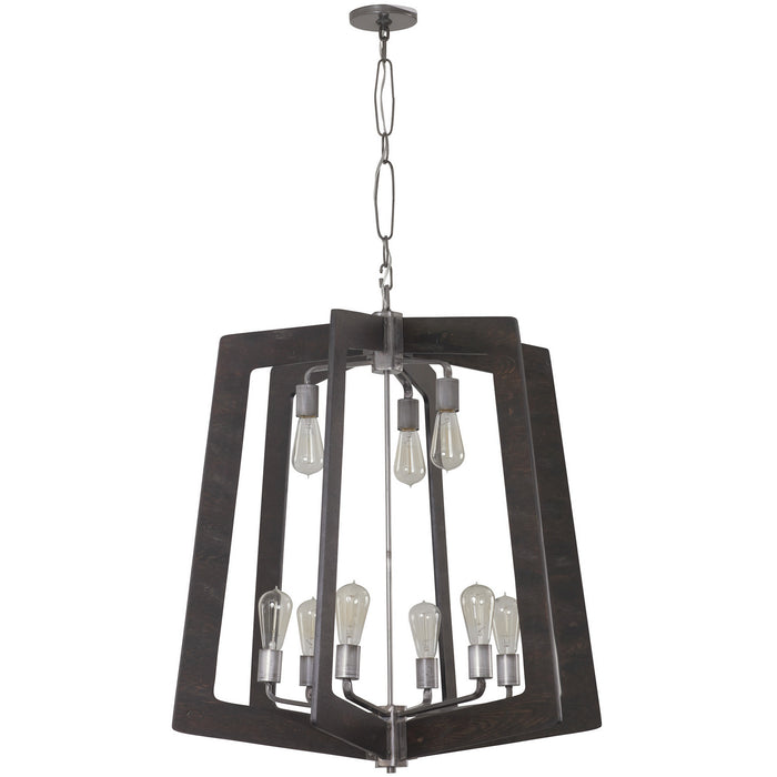 Nine Light Chandelier from the Lofty collection in Steel finish