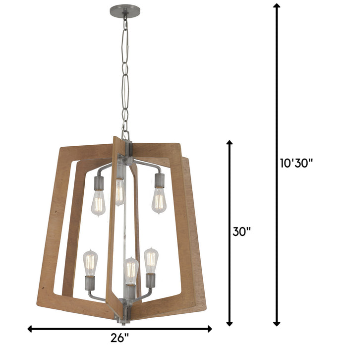 Six Light Chandelier from the Lofty collection in Steel finish