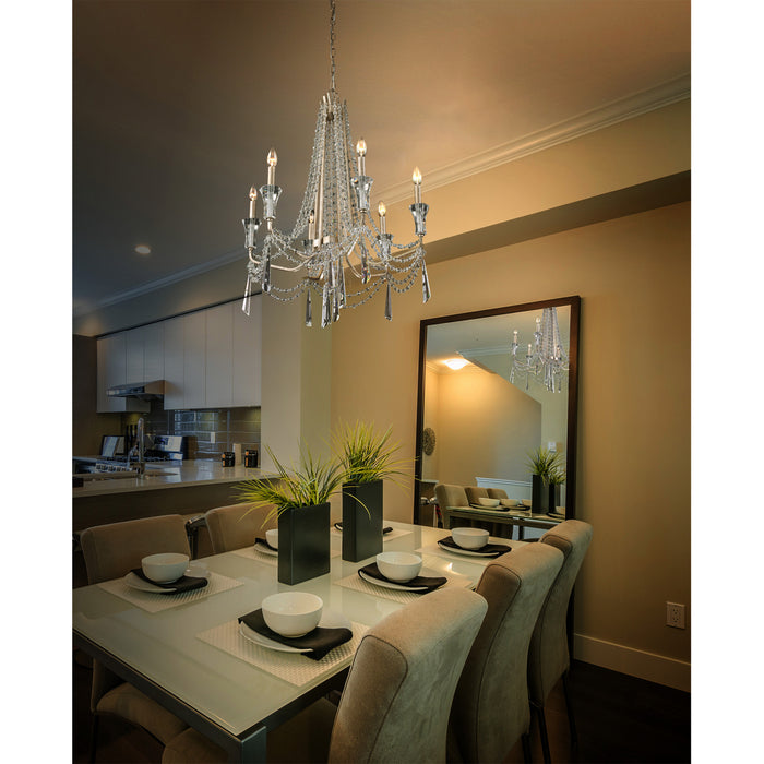 Six Light Chandelier from the Barcelona collection in Transcend Silver finish